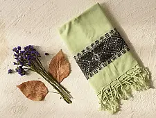 Majuli | Assam Weaving - Handloom Cotton Stole - Light Green