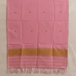 Majuli | Assam Weaving - Handloom Cotton Stole - Light Pink