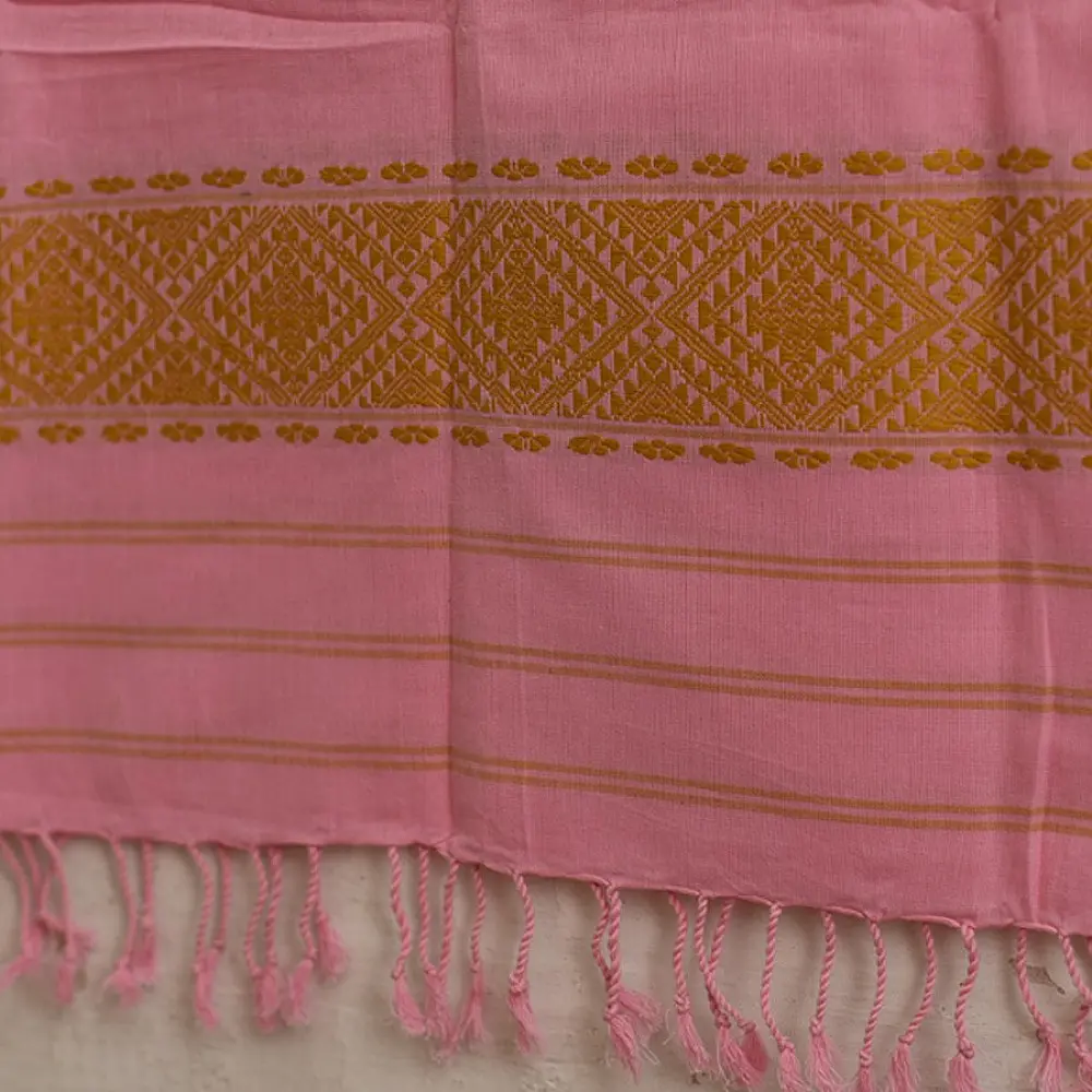 shop Assam Weaving - Handloom Cotton Stole- Light Pink
