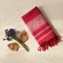 Majuli | Assam Weaving - Handloom Cotton Dupatta - Rani Pink