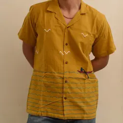 Majuli | Pure Cotton Shirts - Extra Weft Hand Woven - Yellow