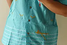 Majuli | Pure Cotton Shirts - Extra Weft Hand Woven - Sky Blue