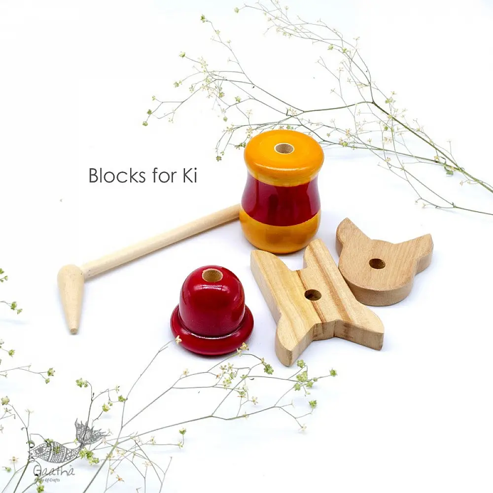 shop Handmade Traditional toy -Ulte Pulte - Twin ( Set of 10 Blocks ) ~ RaKa 