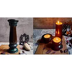 Wooden Stambh (  1 in 3 Candle Holder )