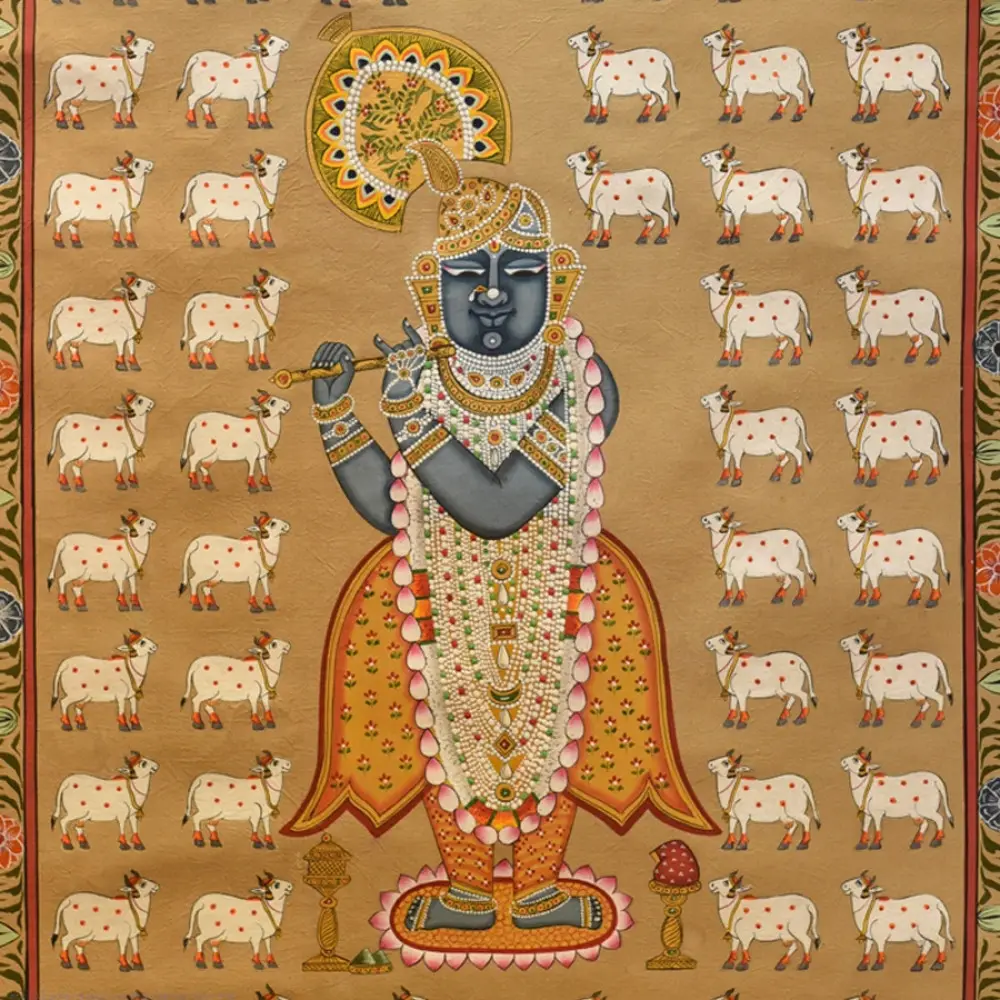 buy Traditional Pichwai Paintings | Shrinath ji with cow 