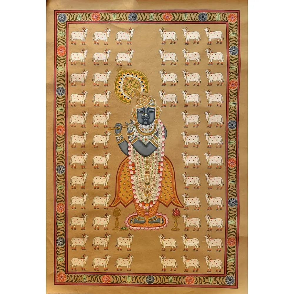 buy Traditional Pichwai Paintings | Shrinath ji with cow 
