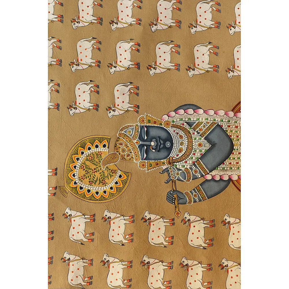 buy Traditional Pichwai Paintings | Shrinath ji with cow 