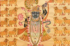 Pichwai Paintings - Shrinath ji & Cows | Real Gold Work (23.5" x 35")