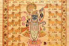 Pichwai Paintings - Shrinath ji & Cows | Real Gold Work (23.5" x 35")