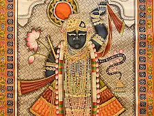 Pichwai Paintings of Nathdwara -  Shrinath ji  (41" x 29") 