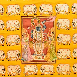 Pichwai Paintings of Nathdwara | Shrinath ji  With Cows & Calf (35" x 46")