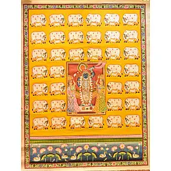 Pichwai Paintings of Nathdwara | Shrinath ji  With Cows & Calf (35" x 46")