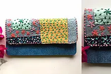 Zero Waste ~ Sashiko Denim Wallet - 1