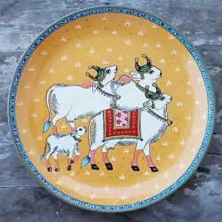 Art for Desserts | Hand Painted Wall Plate - Pichwai Cows