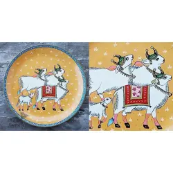 Art for Desserts | Hand Painted Wall Plate - Pichwai Cows