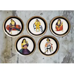 Art for Desserts | Hand Painted Wall Plate (Set of 5) - Kalighat