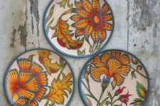 Art for Desserts | Hand Painted Wall Plate (Set of 3) - Country Flowers