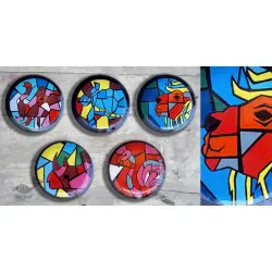 Art for Desserts | Hand Painted Wall Plate (Set of 5) - Broken Pets