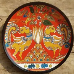 Sajaavat . सजावट | Hand Painted Wall Plate with Red Background