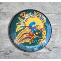 Sajaavat . सजावट | Hand Painted Wall Plate -Peahen & Peacock 