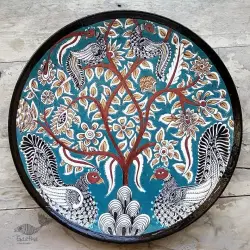 Sajaavat . सजावट | Kalamkari Hand Painted Wall Plate - Tree & Peacock