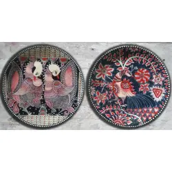 Sajaavat . सजावट | Hand Painted Wall Plate - Peacock (Set of Two)