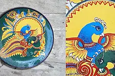 Sajaavat . सजावट | Hand Painted Wall Plate -Peahen & Peacock 