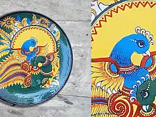 Sajaavat . सजावट | Hand Painted Wall Plate -Peahen & Peacock 