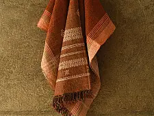 Salt Deserts of Kutch ☼ Kutchi Bhujodi Handspun Raw Woolen Shawl - Brown