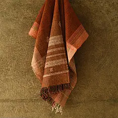 Salt Deserts of Kutch ☼ Kutchi Bhujodi Handspun Raw Woolen Shawl - Brown