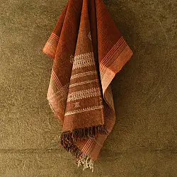 Salt Deserts of Kutch ☼ Kutchi Bhujodi Handspun Raw Woolen Shawl - Brown