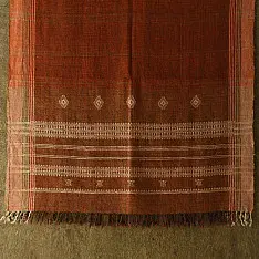 Salt Deserts of Kutch ☼ Kutchi Bhujodi Handspun Raw Woolen Shawl - Brown