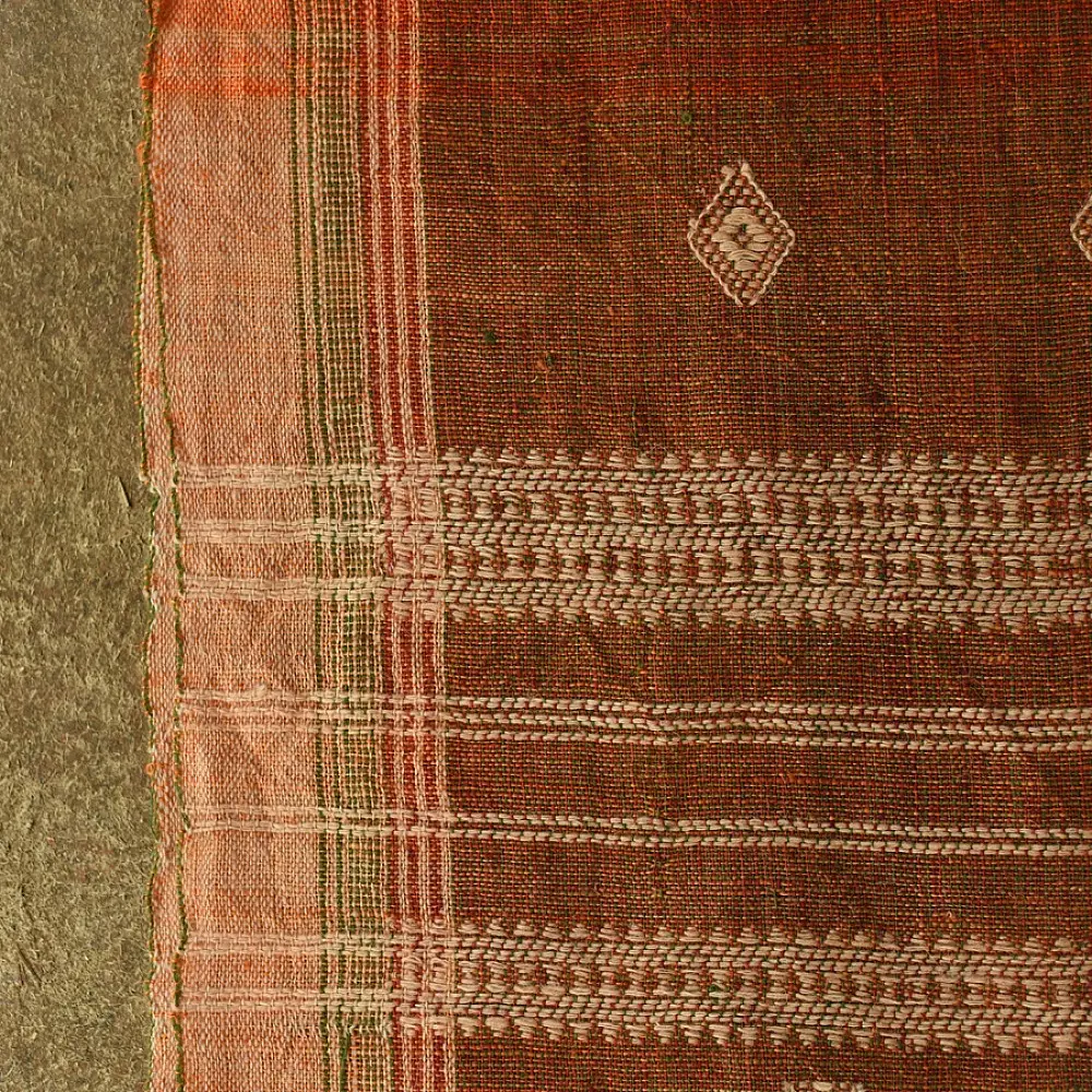 shop Kutchi Bhujodi Handspun Raw Woolen Shawl -Brown