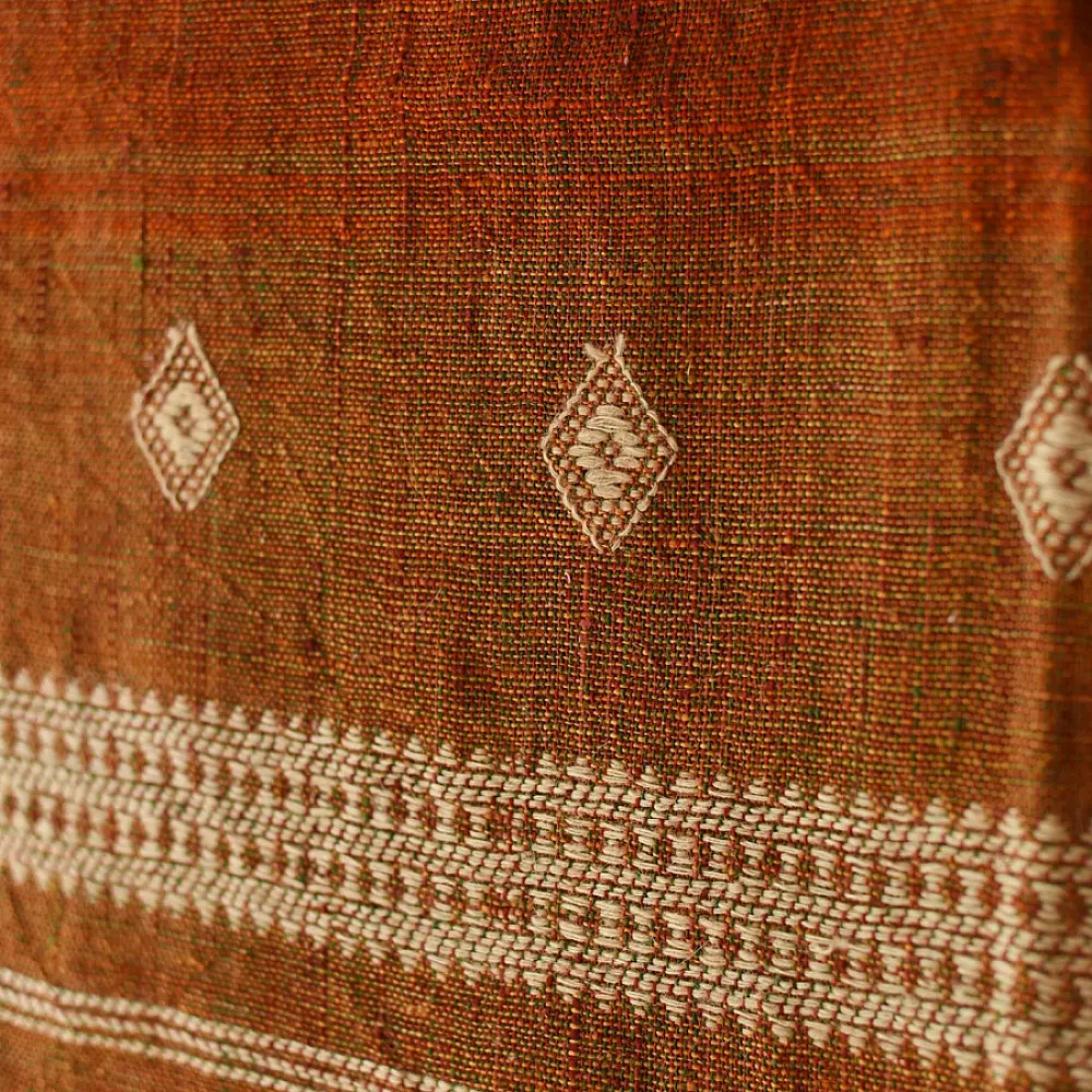 shop Kutchi Bhujodi Handspun Raw Woolen Shawl -Brown