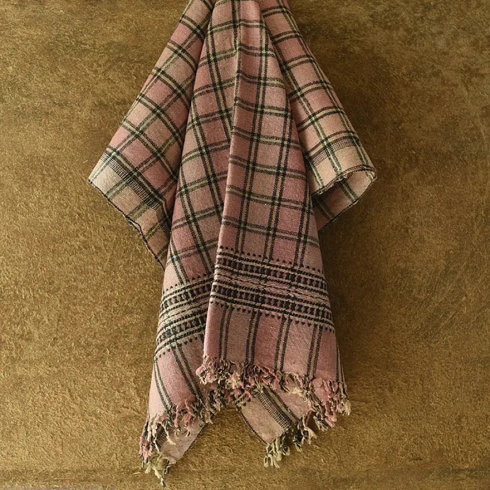 shop Kutchi Bhujodi Handspun Raw Woolen Shawl -rose pink