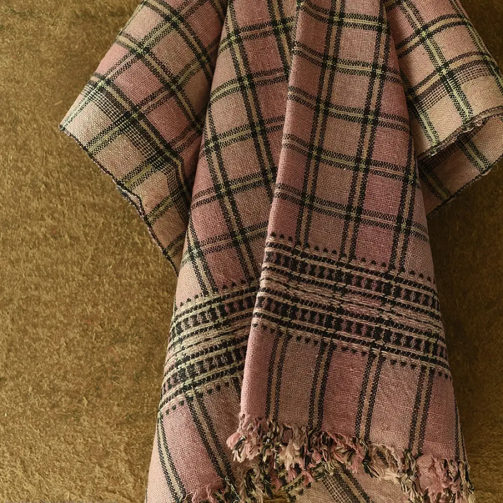 shop Kutchi Bhujodi Handspun Raw Woolen Shawl -rose pink