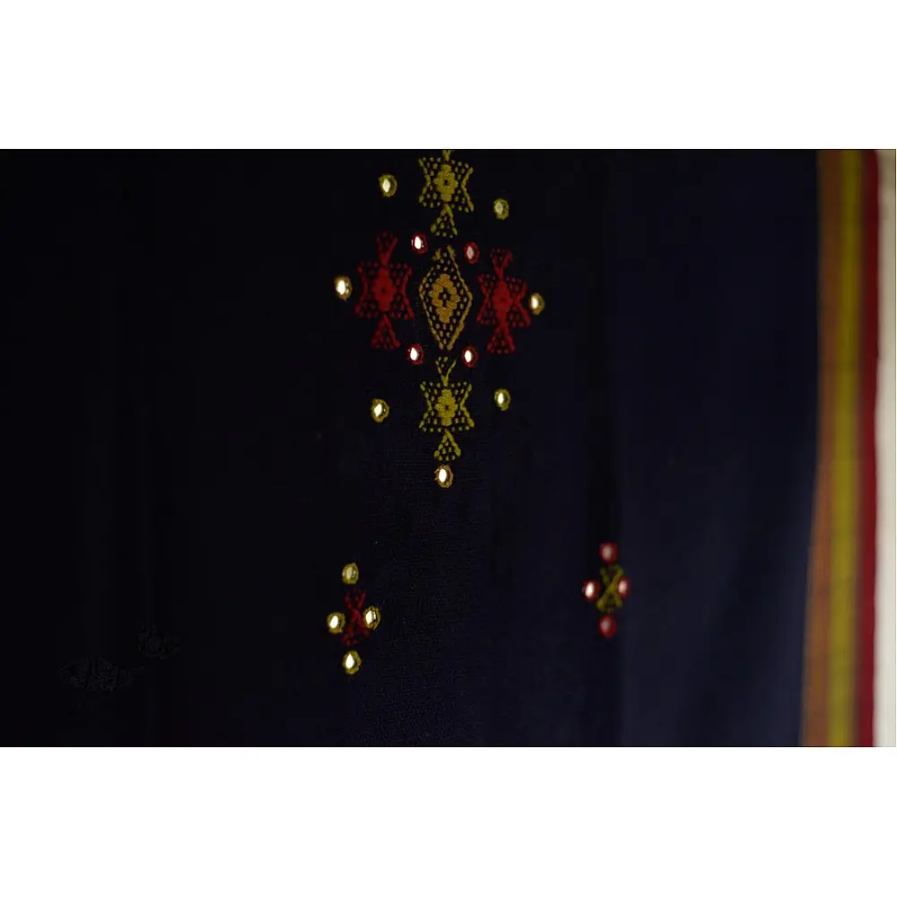 Handwoven woolen shawls in navy blue color