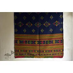 Winter Hop | Handwoven Woollen Shawl (Navy Blue) ~ 24
