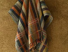 Salt Deserts of Kutch ☼ Kutchi Bhujodi Handloom Raw Woolen Shawl - Colorful Stripes