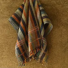 Salt Deserts of Kutch ☼ Kutchi Bhujodi Handloom Raw Woolen Shawl - Colorful Stripes