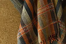 Salt Deserts of Kutch ☼ Kutchi Bhujodi Hand Spun Raw Woolen Shawl - Colorful Stripes