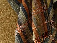 Salt Deserts of Kutch ☼ Kutchi Bhujodi Handloom Raw Woolen Shawl - Colorful Stripes