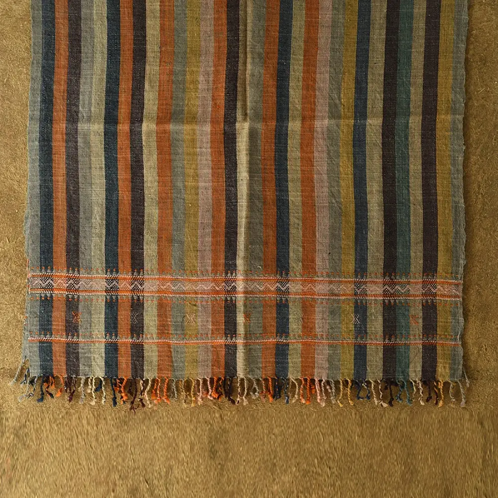 shop Kutchi Bhujodi Handspun Raw Woolen Shawl - Colorful Stripes