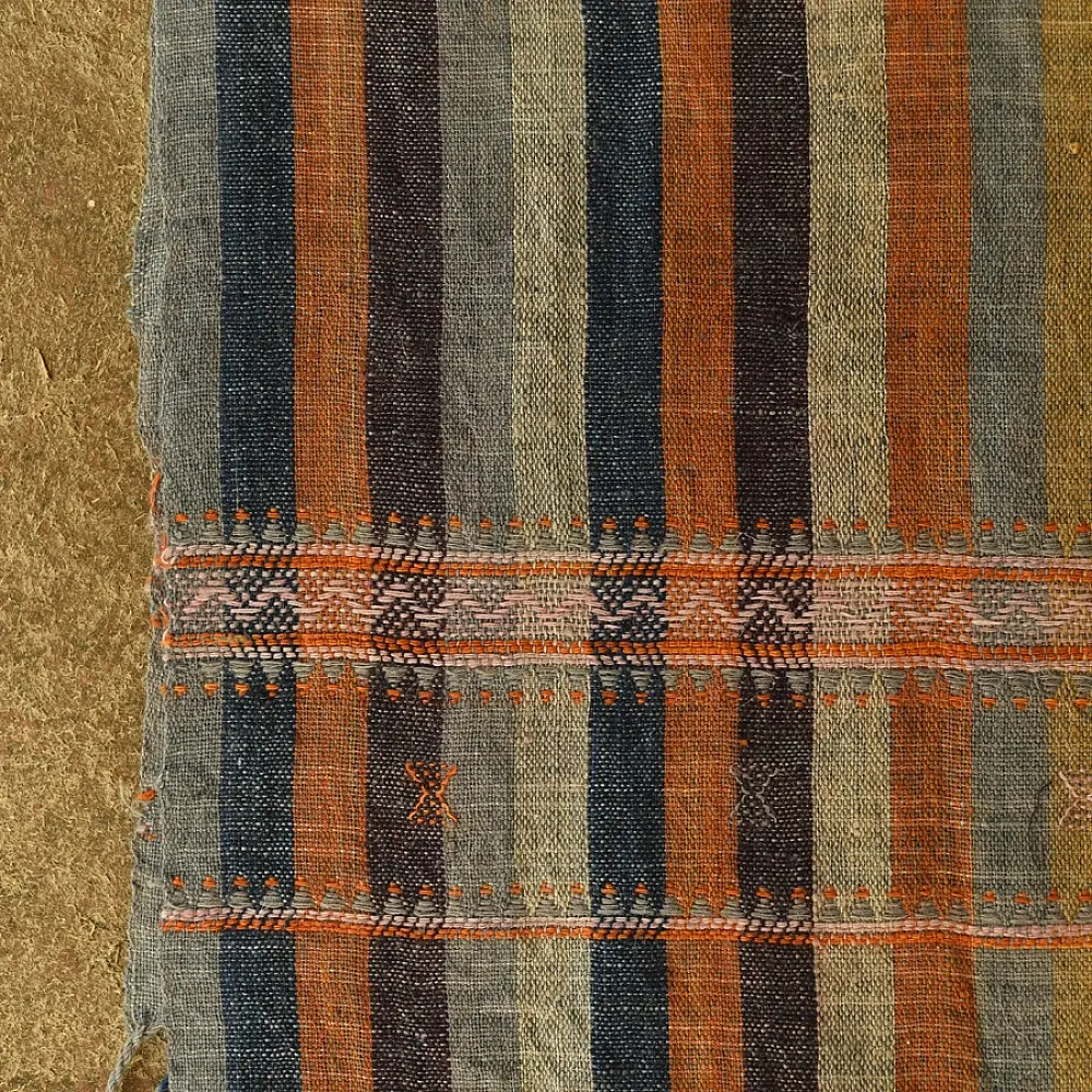 shop Kutchi Bhujodi Handspun Raw Woolen Shawl - Colorful Stripes