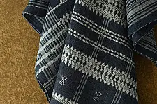 Salt Deserts of Kutch ☼ Kutchi Bhujodi Hand Spun Raw Woolen Shawl - Greyish Blue
