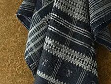 Salt Deserts of Kutch ☼ Kutchi Bhujodi Handcrafted Raw Woolen Shawl - Greyish Blue