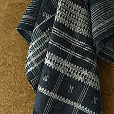 Salt Deserts of Kutch ☼ Kutchi Bhujodi Handcrafted Raw Woolen Shawl - Greyish Blue