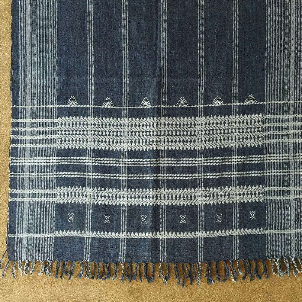 shop Kutchi Bhujodi Handspun Raw Woolen Shawl -Greyish Blue