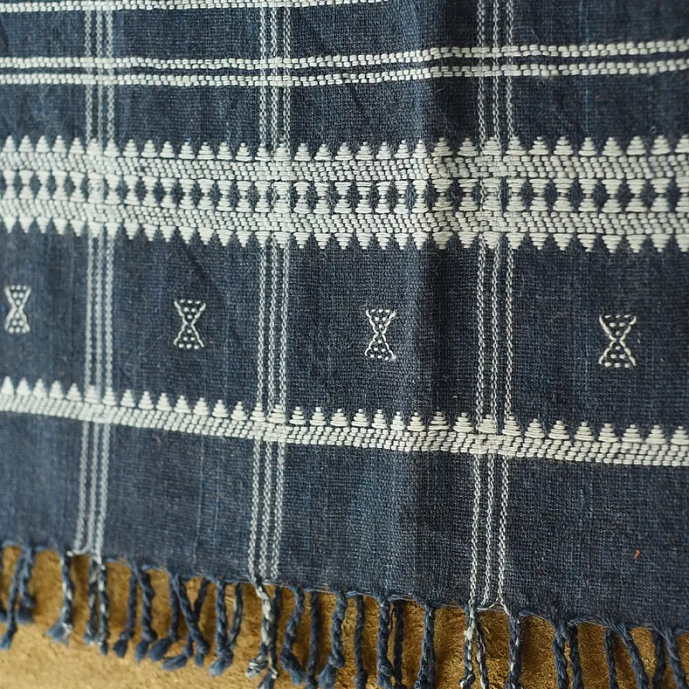 shop Kutchi Bhujodi Handspun Raw Woolen Shawl -Greyish Blue