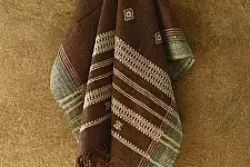 Salt Deserts of Kutch ☼ Kutchi Bhujodi Hand Spun Raw Woolen Shawl - Coffee Brown